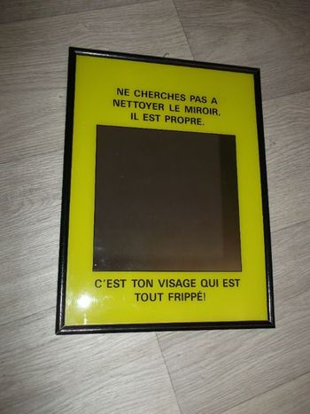 Cadre miroir humoristique vert et noir