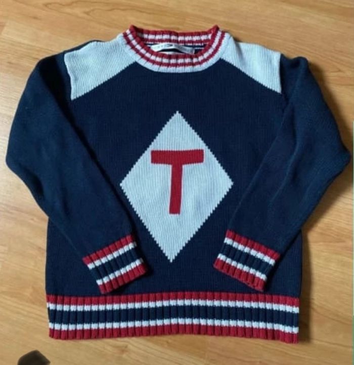 Pull coton Tommy Hilfiger garçon 8 ans bleu marine