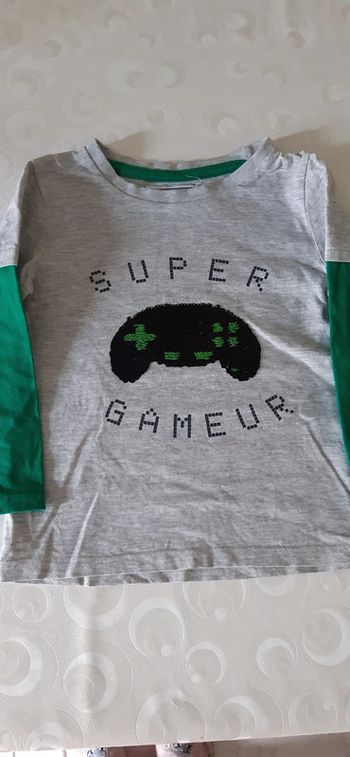 Tee shirt à sequins 4 ans manette gamer