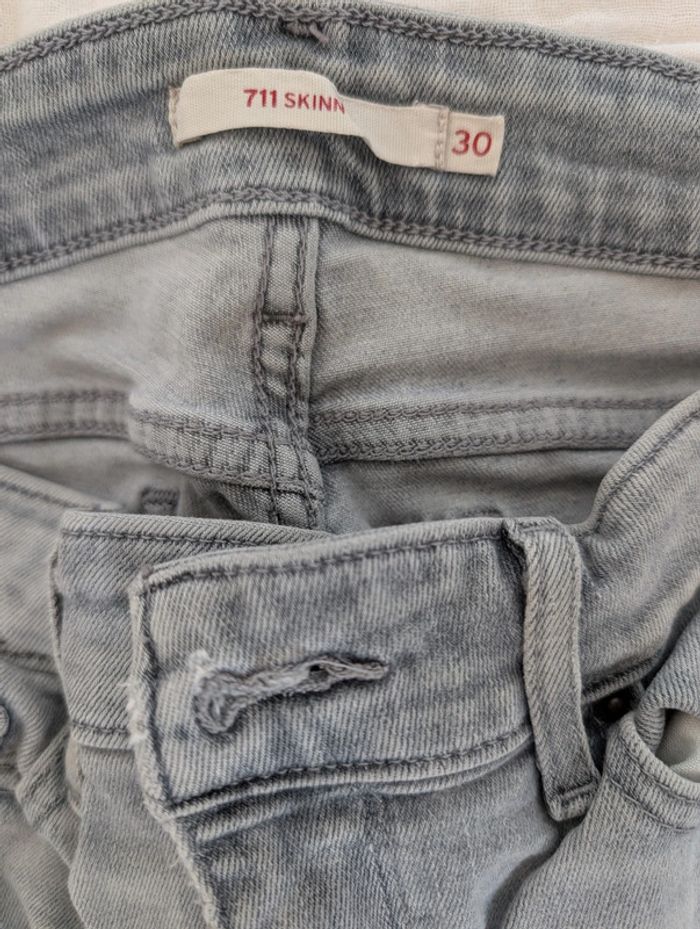 Jean droit gris Levi's stretch taille haute taille 30/32 - photo numéro 3