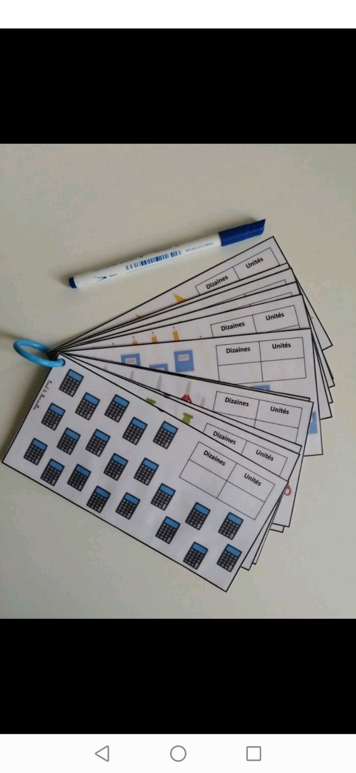 Cartes dizaines et unités thème école