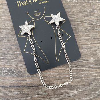 Broche étoiles strass et chaîne métal