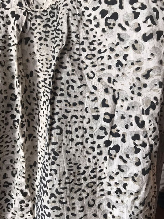 Chemisier blouse manches 3/4 motif léopard noir XL 42 - photo numéro 3
