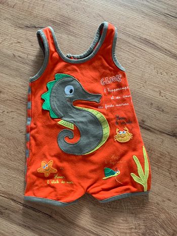 Barboteuse été orange bébé garçon DPAM 3 mois