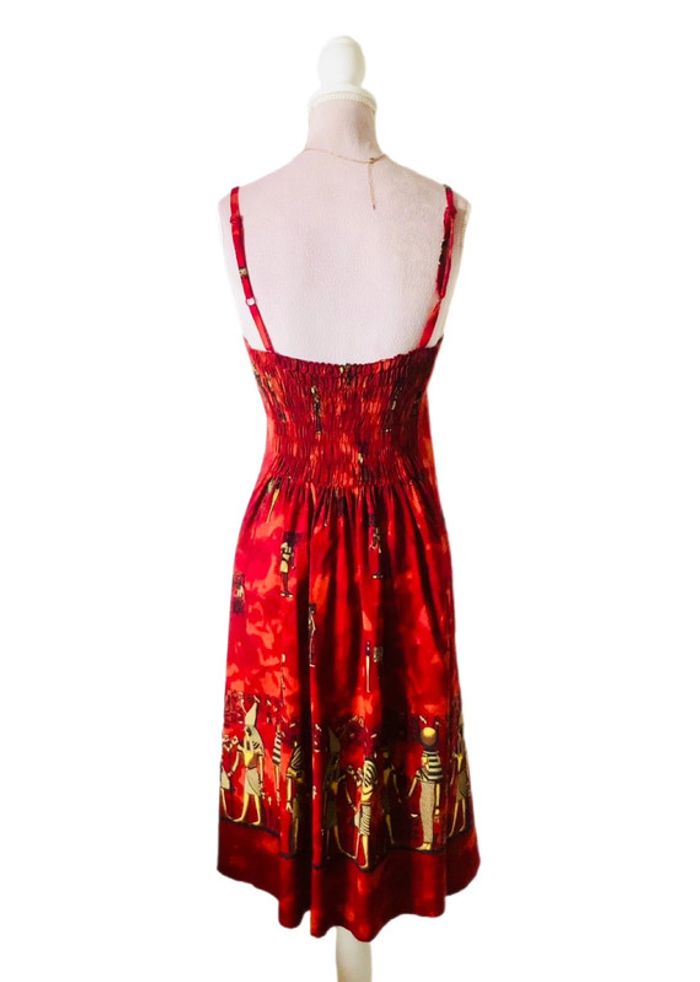 🌴Robe d’été ethnique fluide imprimé pharaons🌞Red summer dress Egyptian vibes🇪🇬 - photo numéro 9