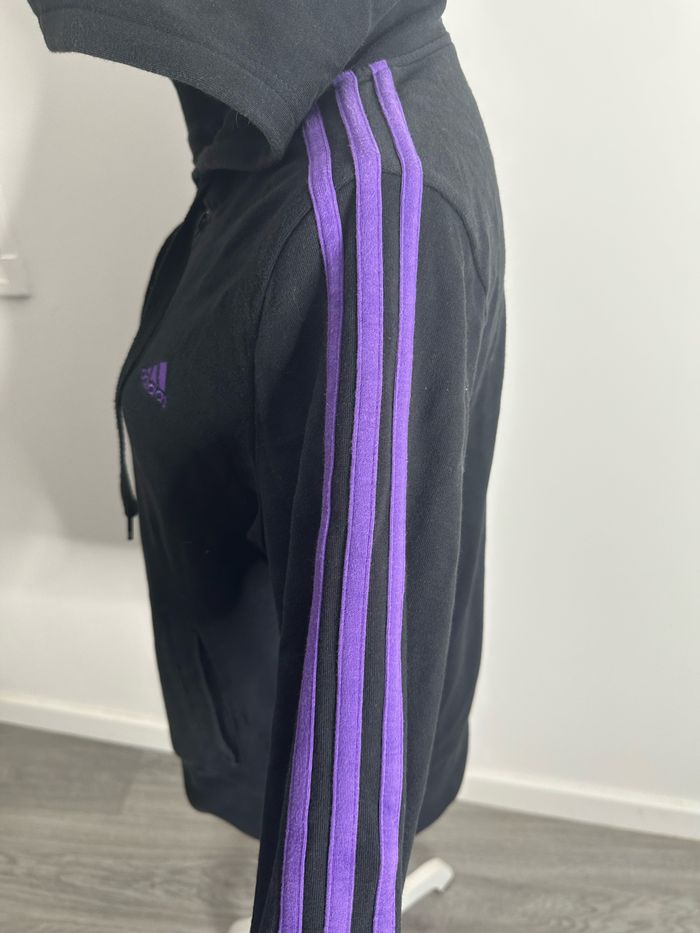 Sweatshirt à capuche noir et violet Adidas T44 XXL - photo numéro 4