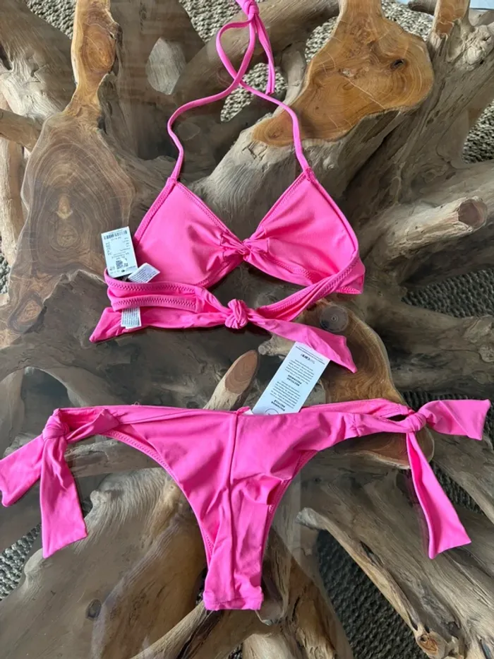 Maillot de bain Etam 2 pièces rose brésilien triangle - photo numéro 2