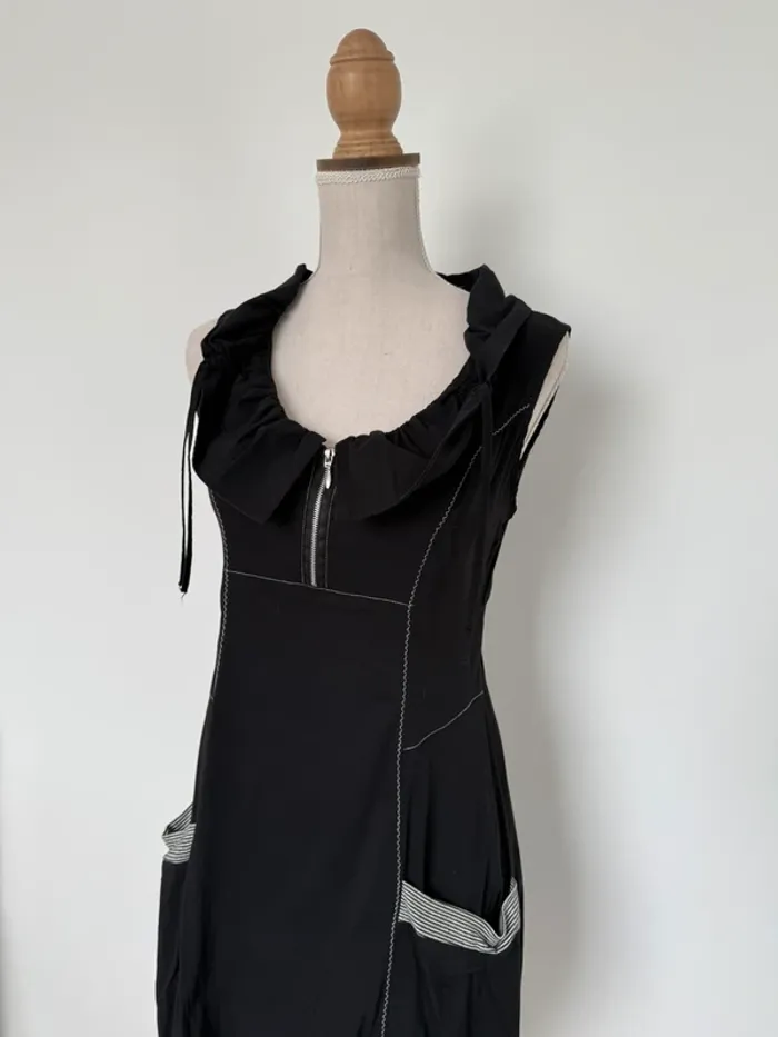 Robe bretelles tunique noir neuf Kleid dress Vestido Vestito jurk jumpsuit femme woman - photo numéro 3