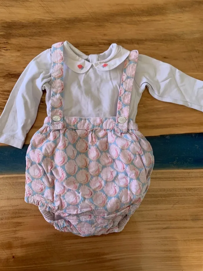 Ensemble bloomer réversible avec body jacadi taille 6 mois