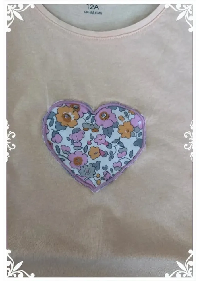 🍑 Pyjama fille 12 ans – Haut Kiabi brodé & short fait main 🌸 - photo numéro 4