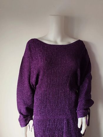 Blouse manches réglables violet à paillettes taille 40 Promod