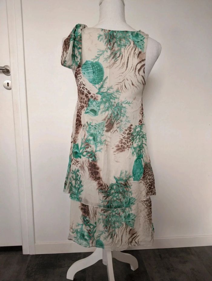 Robe à volant imprimé léopard et corail / coquillage - photo numéro 2
