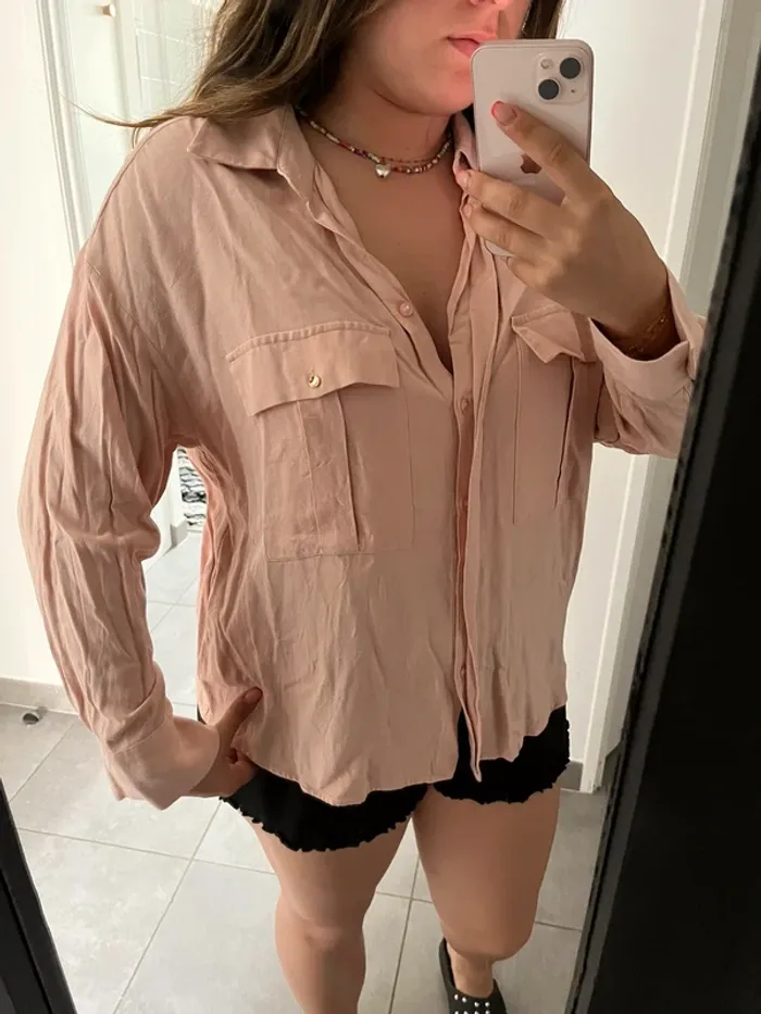 Blouse chemise rose