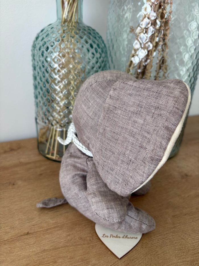 Peluche éléphant lin gris Abbas - photo numéro 5
