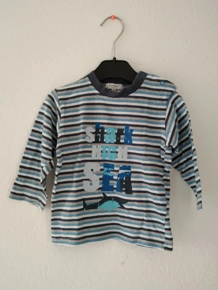 tee shirt rayé alphabet garcon 18 mois