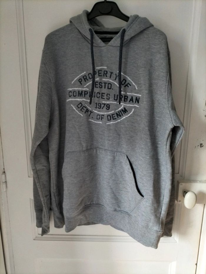 Sweat à capuche unisexe gris poche devant taille L Complices - photo numéro 2