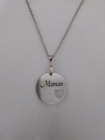 Collier argenté maman et pierre de lune