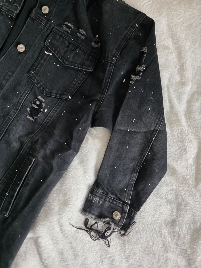 Veste en jean noir longue - photo numéro 9