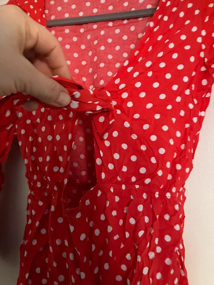 Combishort fluide à pois style rétro noué devant - photo numéro 2