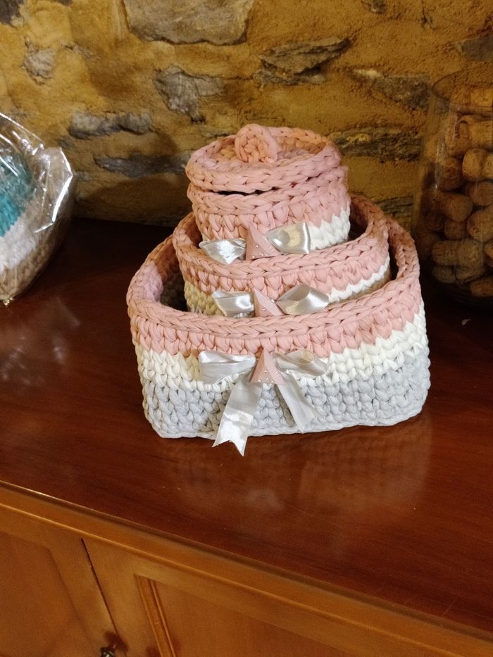 Pack de paniers de rangement en trapilho pour bébé - photo numéro 2
