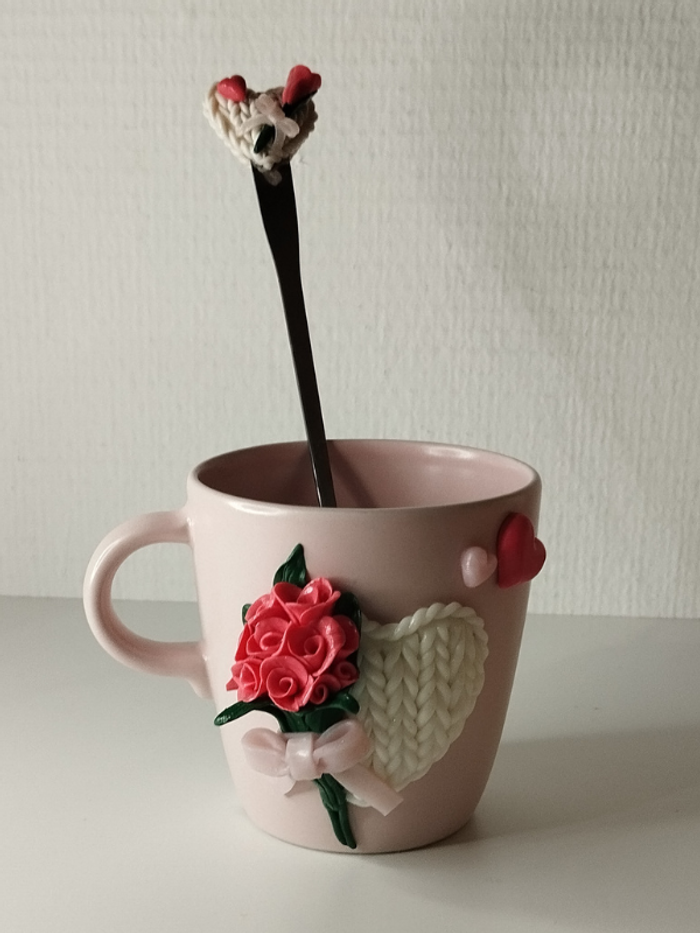 Fait main Mug décoré avec pâte polimaire abr034