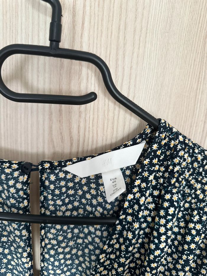 Combinaison pantalon fleurie jambes larges marine blanc taille 40 H&M - photo numéro 8
