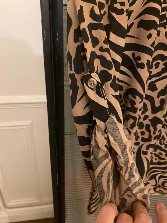 Chemisier neuf  viscose camel et noir taille unique - photo numéro 3
