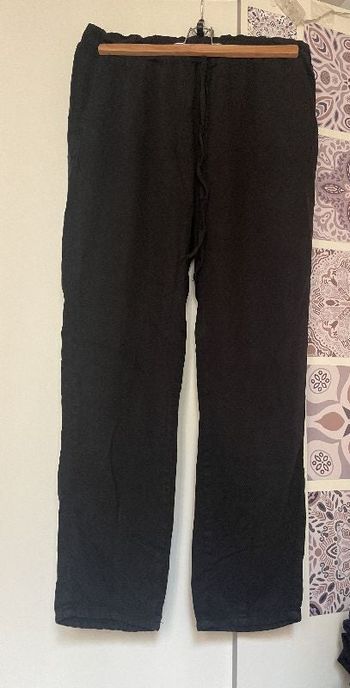 Pantalon large fluide coupe droite, taille élastique avec cordon à nouer marque PAGE ONE