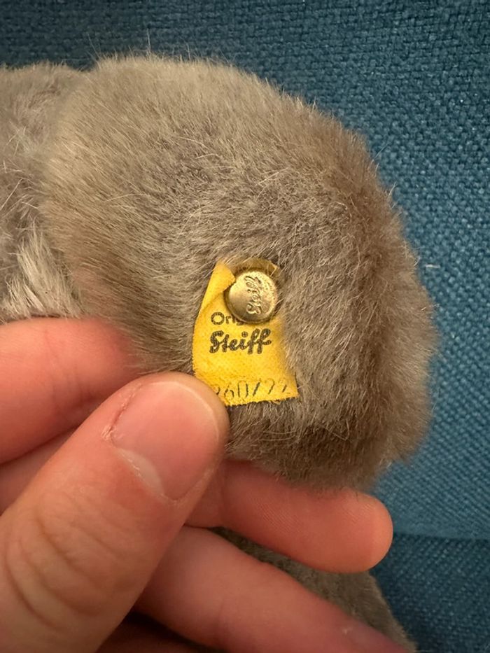 Peluche ancienne Steiff Lapin rigide debout lièvre gris 24cm doudou collection - photo numéro 3