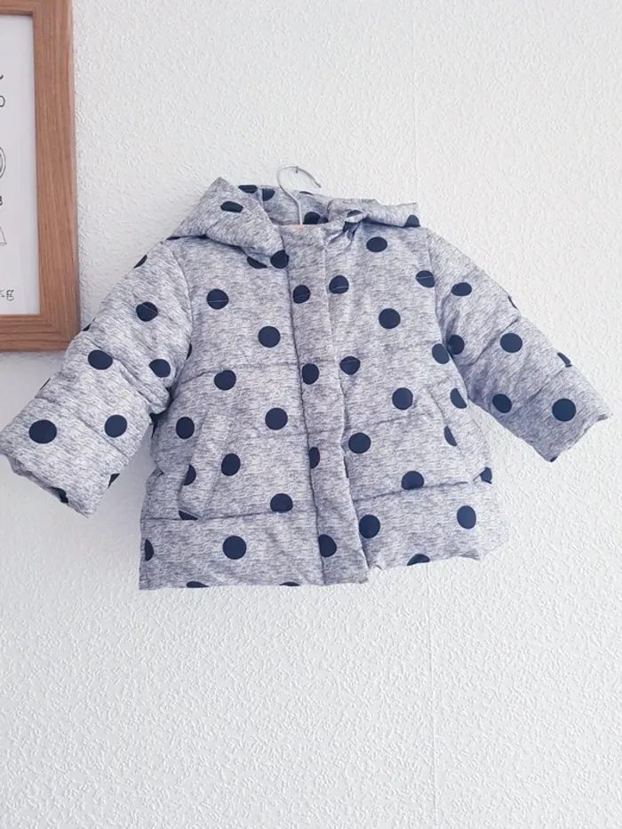 GAP - Manteau matelassé / doudoune - Gris à pois noirs - photo numéro 4