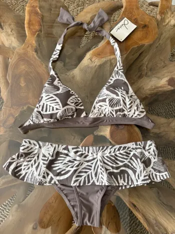 Maillot de bain 2 pièces Livia taupe écru