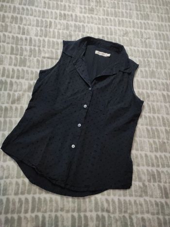 Chemise blouse chemisier noir trous sans manches chevignon taille 40
