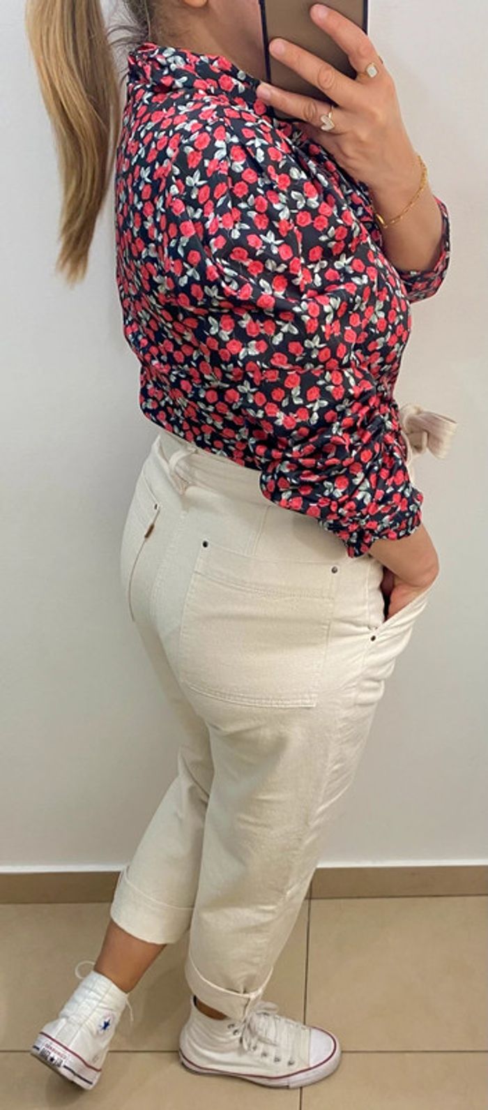 Jolie Blouse A Fleurs Élégante À Nouer Taille - photo numéro 6