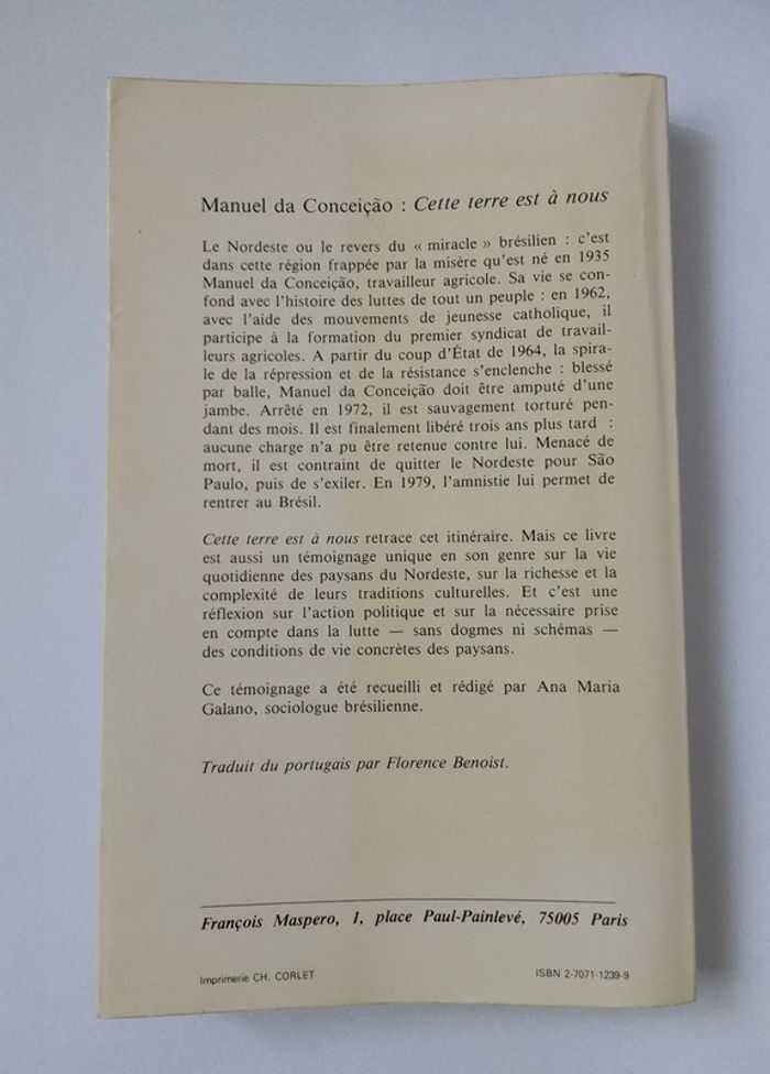 François Maspero -.Manuel da Conceiçao : Cette terre est à nous - photo numéro 2