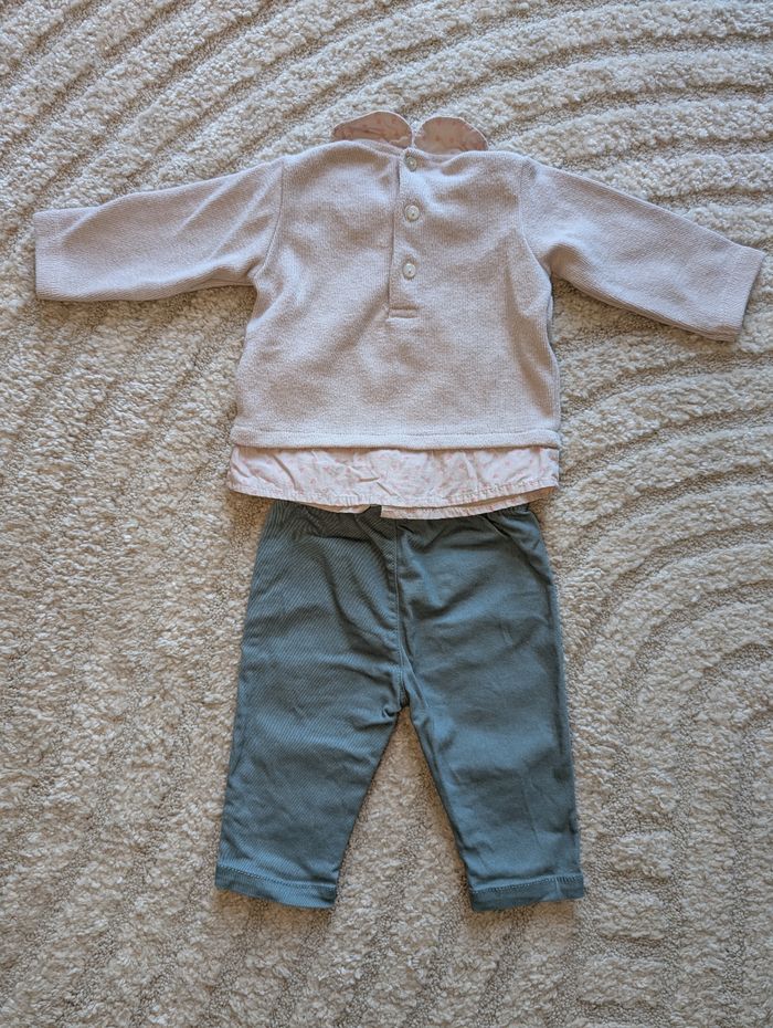 Ensemble pull et pantalon de mi-saison, bébé fille, 3 mois - photo numéro 2