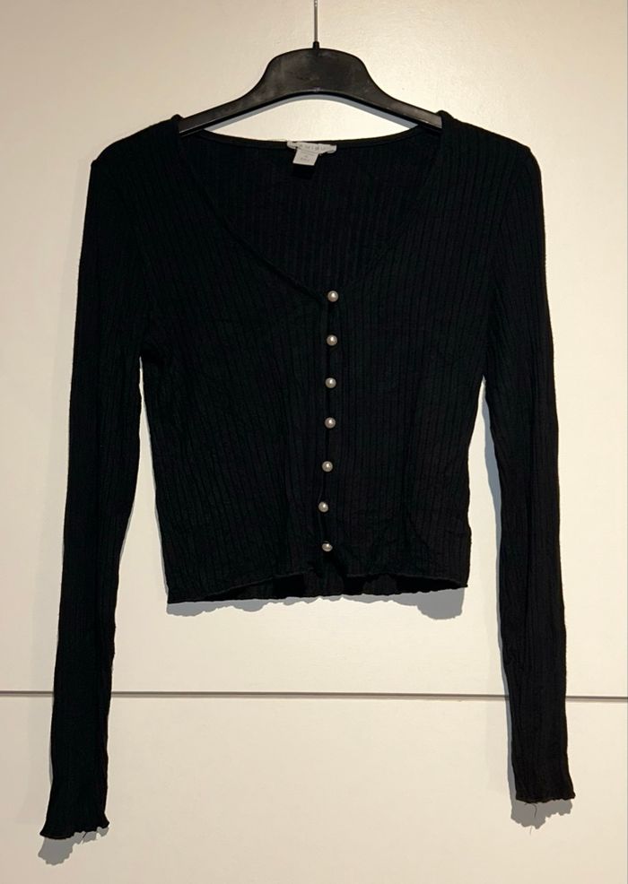 Blouse noire à manches longues Amisu – Taille S