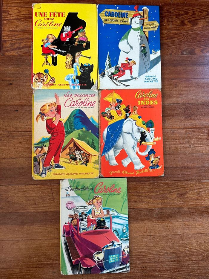 Pierre Probst - Lot de 5 Grands Albums Hachette Caroline livres anciens éditions originales
