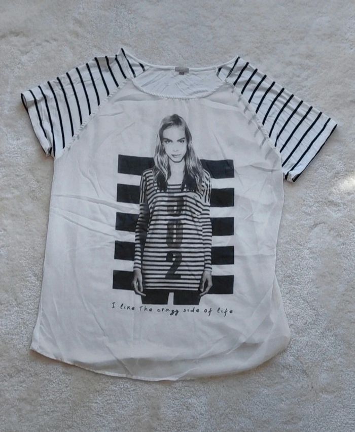 T-shirt OVS manches courtes L blanc avec femme