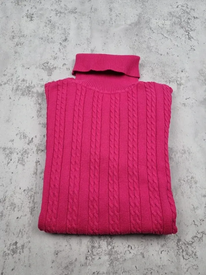 Pull torsadé col roulé Tommy Hilfiger – Fuchsia – Taille M/38 Femmes - photo numéro 2