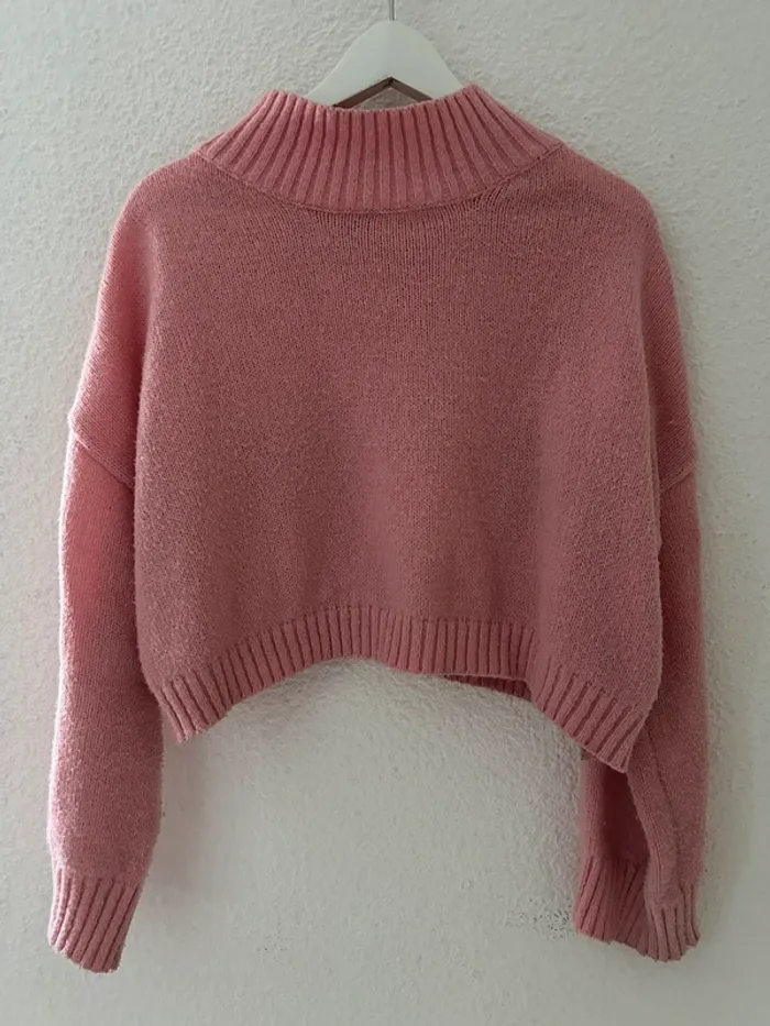 Pull rose d’hiver