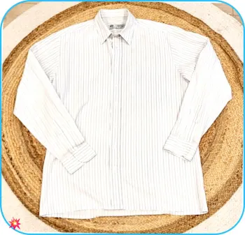 Chemise homme C&A rayée blanche/grise - Taille L - Très bon état