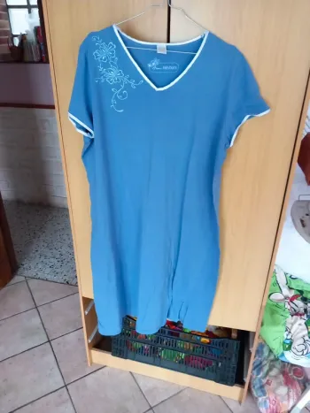 👵chemise de nuit bleu coton T50 A Weyburn