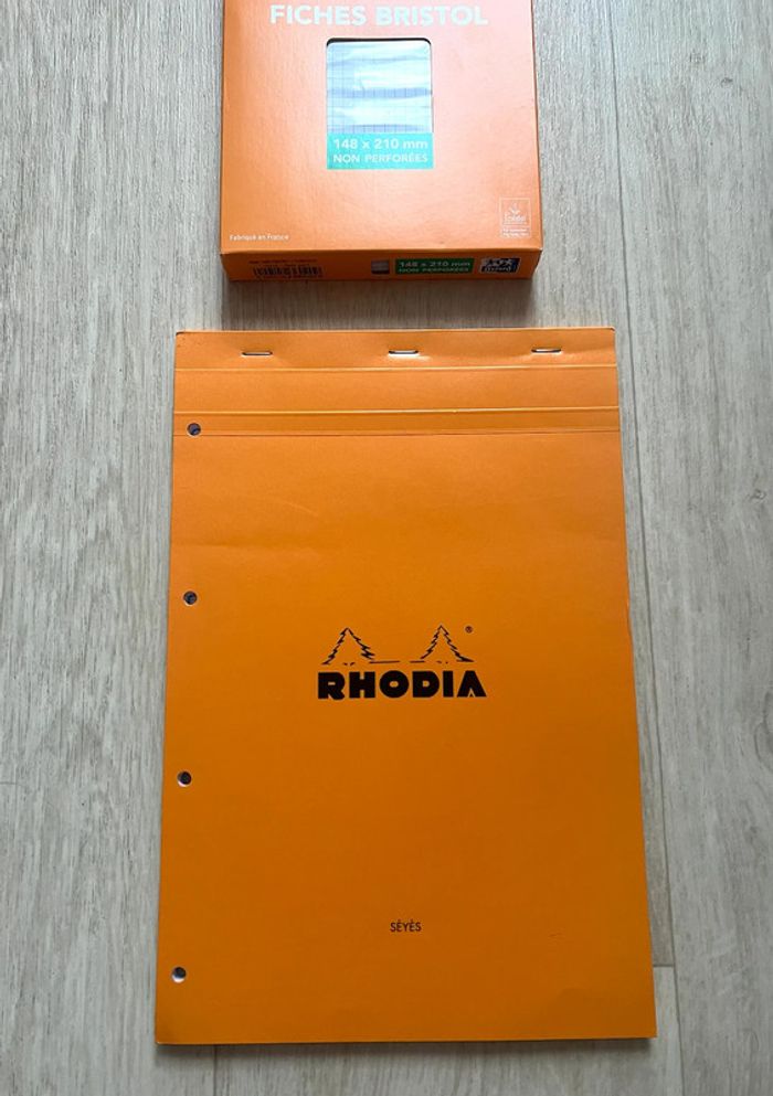 Pack 1 bloc de feuilles Rhodia A4 perforées + feuilles Bristol Oxford A5 neuves - photo numéro 3
