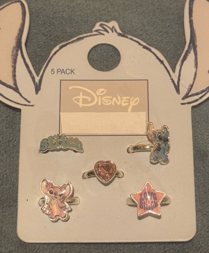 Lot de 5 bagues enfants Stitch et Angel