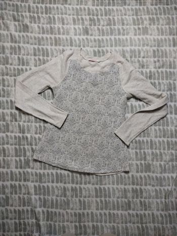 Sweat gris beige effet dentelle camaïeu taille 36