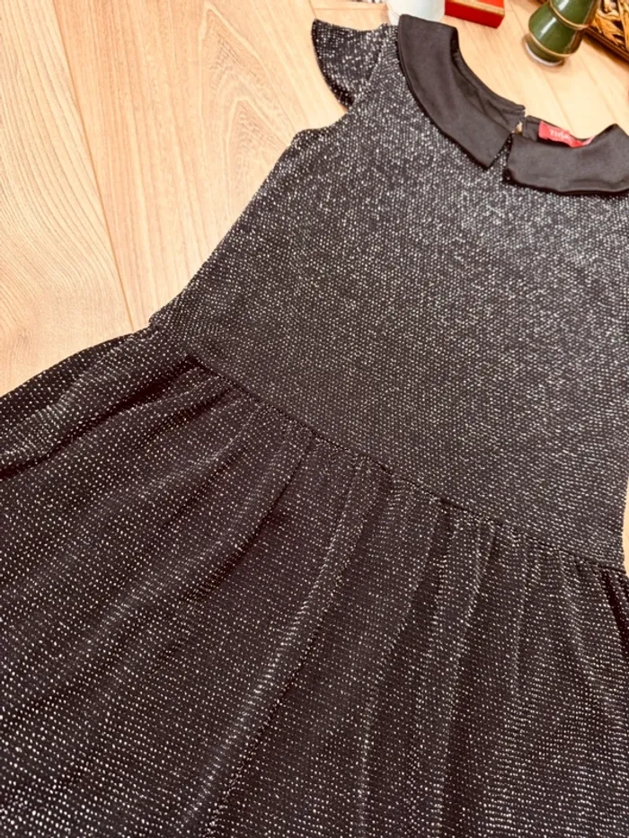 Taille 8 ans robe fête fille Tissaia noire argenté * scintillante * 🎄 - photo numéro 3