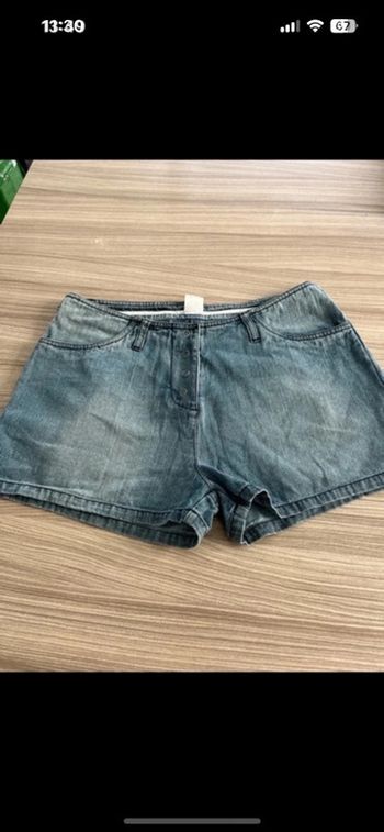 Short en jean pastille menthe