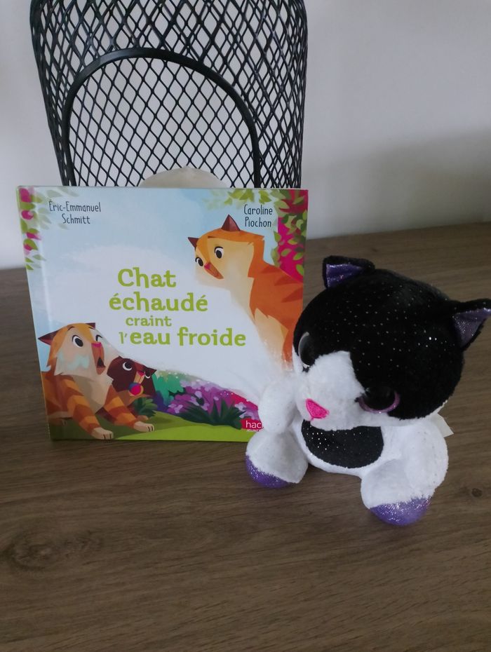 Peluche chat 🐱 et livre