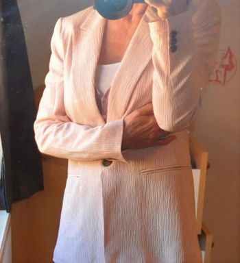 H&M blazer rose pâle ligné t.36 TB état