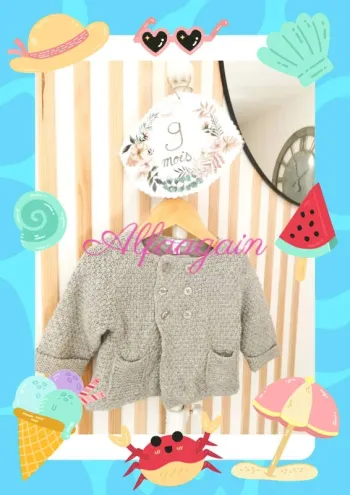Gilet gris tricot fille 9mois Vertbaudet